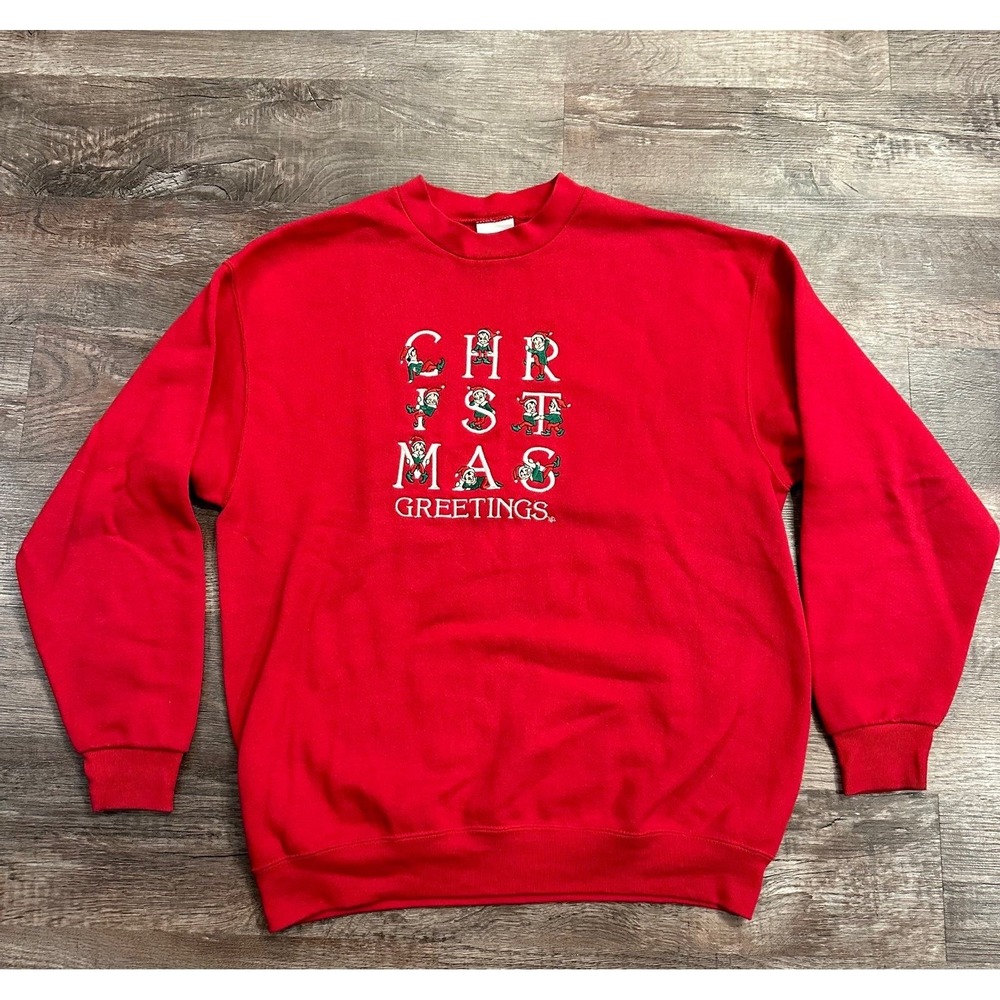 ugly christmas sweater‎ sweatshirt large 90s